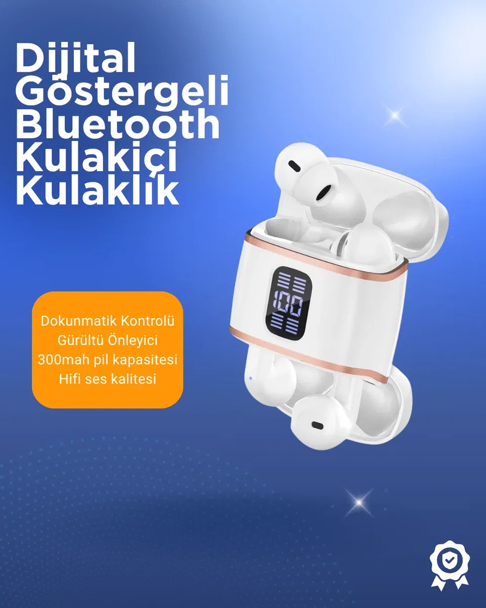 Bluetooth 5. 3 Kulaklık – Kulakiçi, ANC+ENC, 4 Adet Set, Dijital Göstergeli