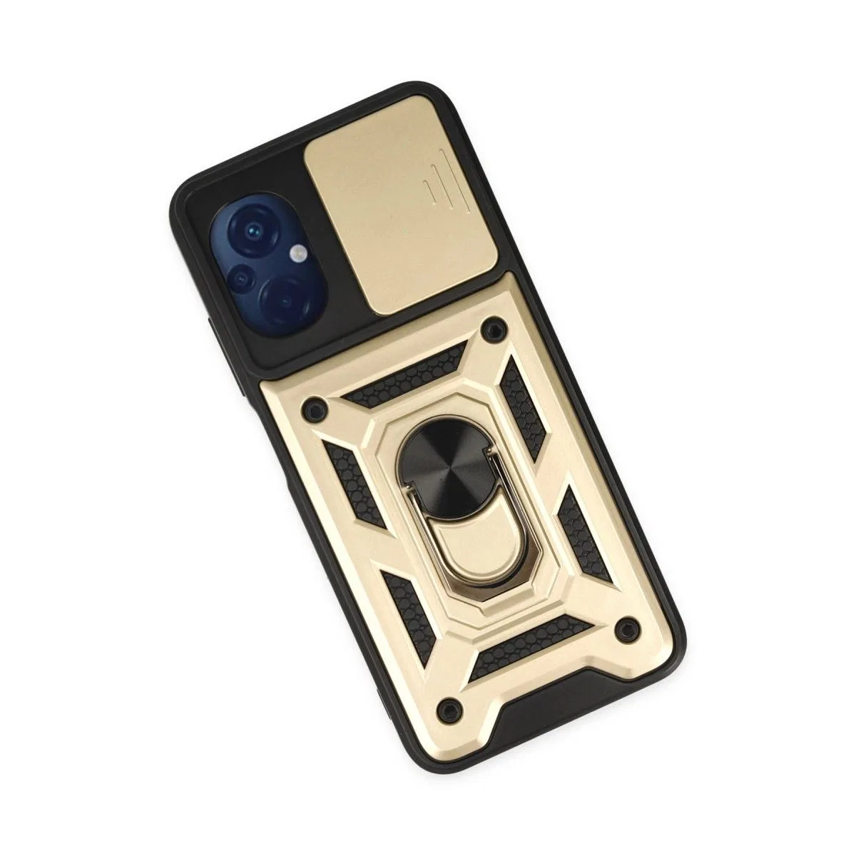 Xiaomi Poco M5 Kılıf Pars Lens Yüzüklü Silikon - Gold görsel 3