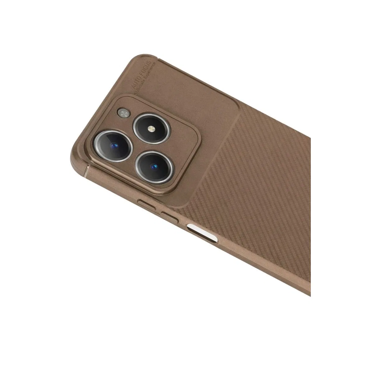 Realme C61 Kılıf Auto Focus Karbon Kapak - Kahverengi görsel 2