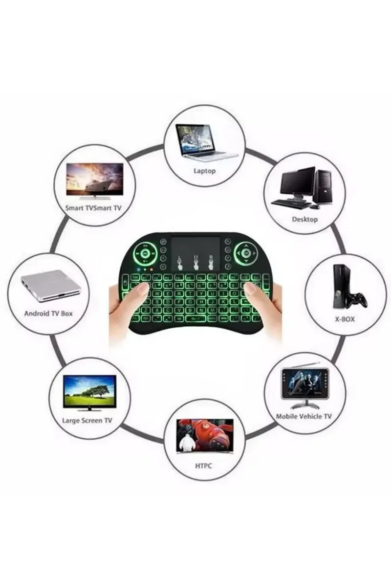 Işıklı Kablosuz Mini Klavye ve Dokunmatik Mouse Seti Türkçe Kablosuz görsel 5