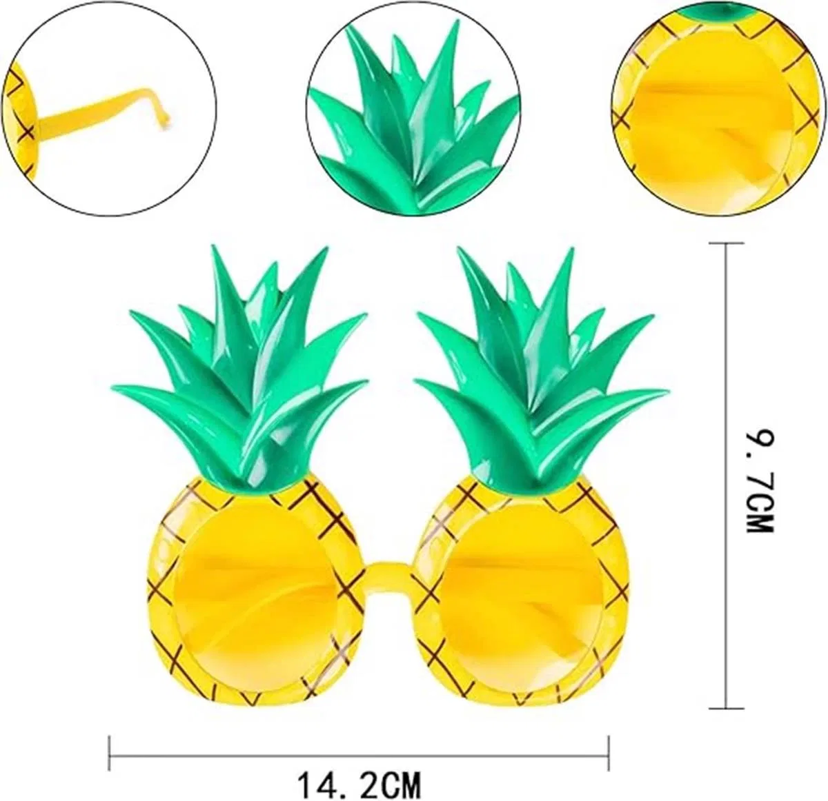 Tropikal Hawaii Ananas Şekilli Parti Gözlüğü 9. 5 X 14 Cm görsel 5