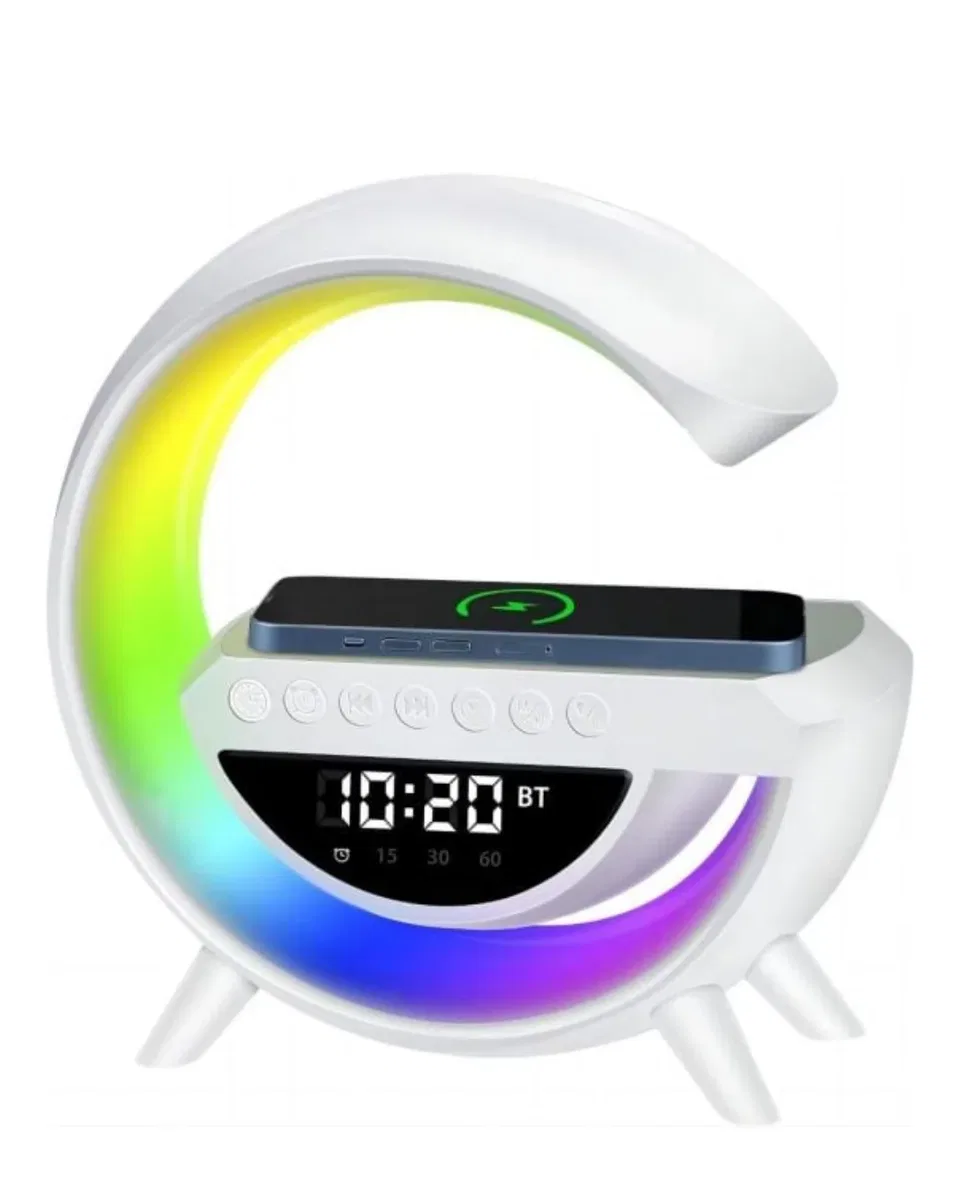 Çok Fonksiyonlu Kablosuz Şarjlı Saat Hoparlör RGB Işık ve Alarm Özellikli görsel 3
