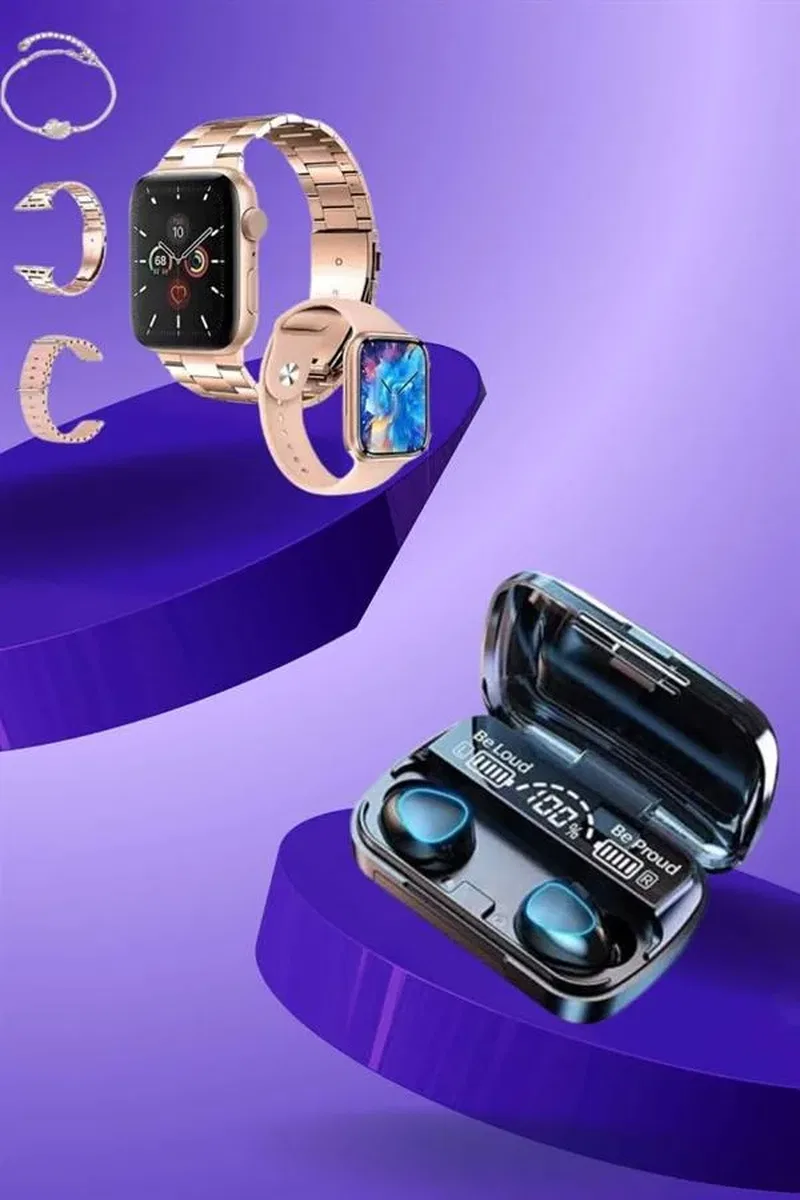 Aksesuar Hediyeli Akıllı Saat ve Dijital Göstergeli Powerbankli Bluetooth Kulaklık görsel 4