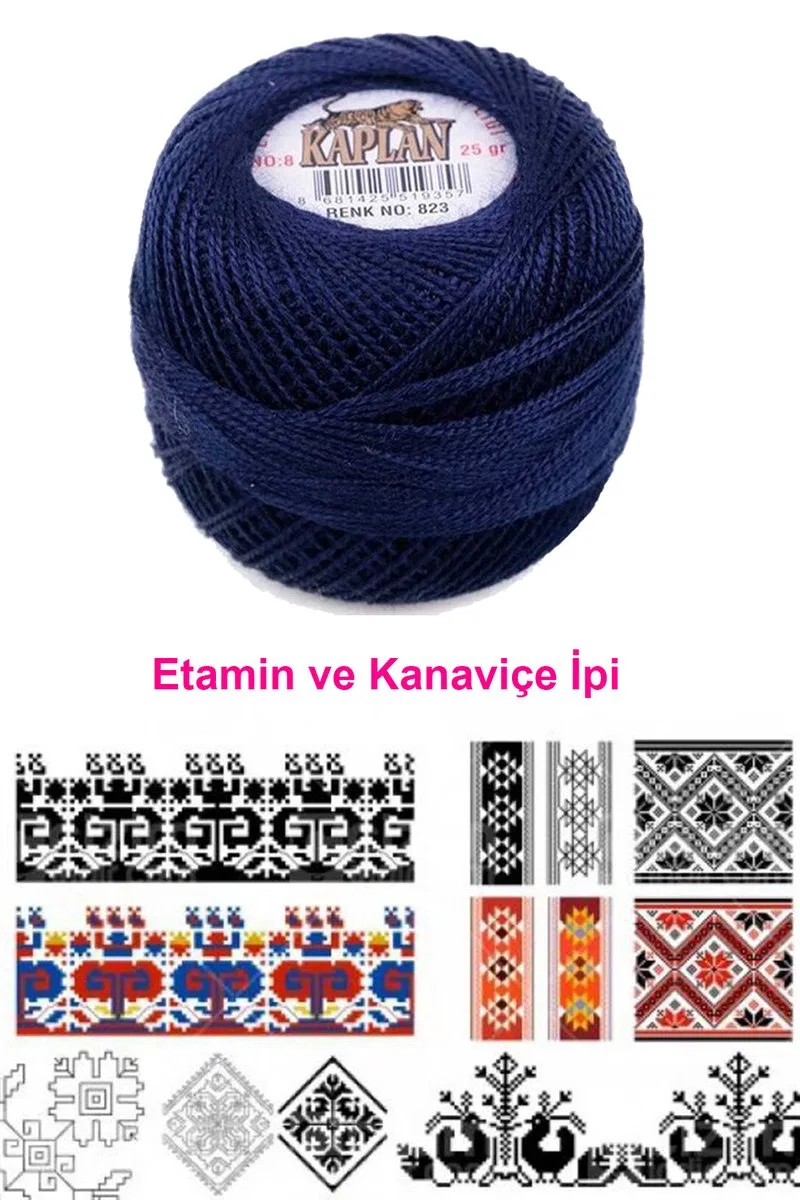 Kaplan Etamin Ve Kanaviçe İpi 8 No Kod/Renk: 823 - Royaleks görsel 2