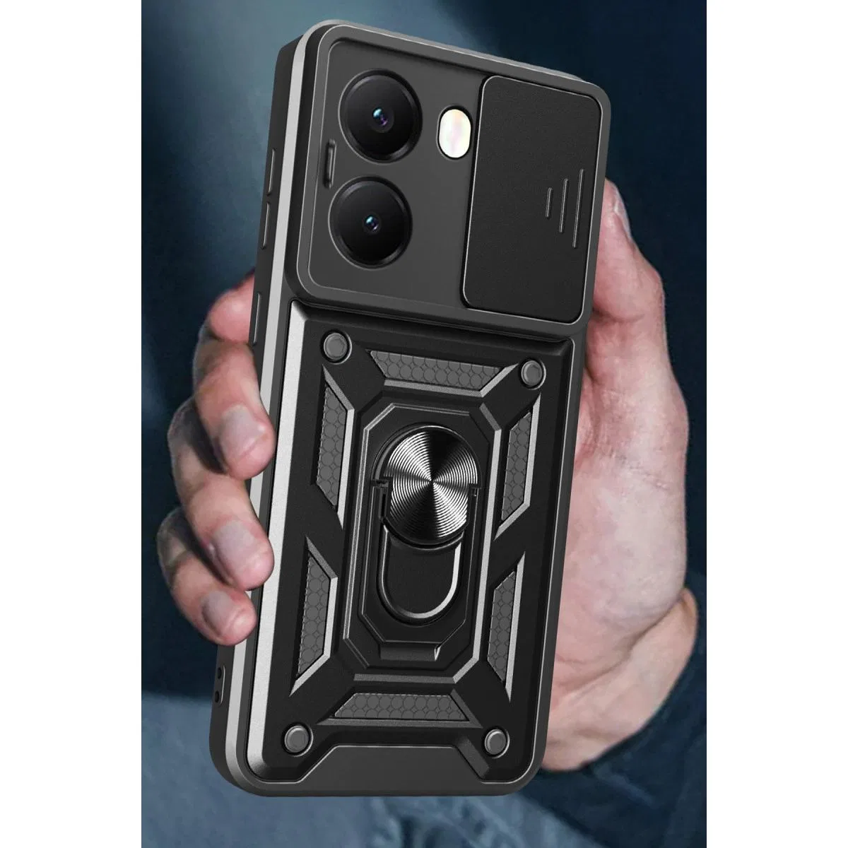 Xiaomi Poco X7 Pro Kılıf Pars Lens Yüzüklü Silikon - Siyah görsel 4