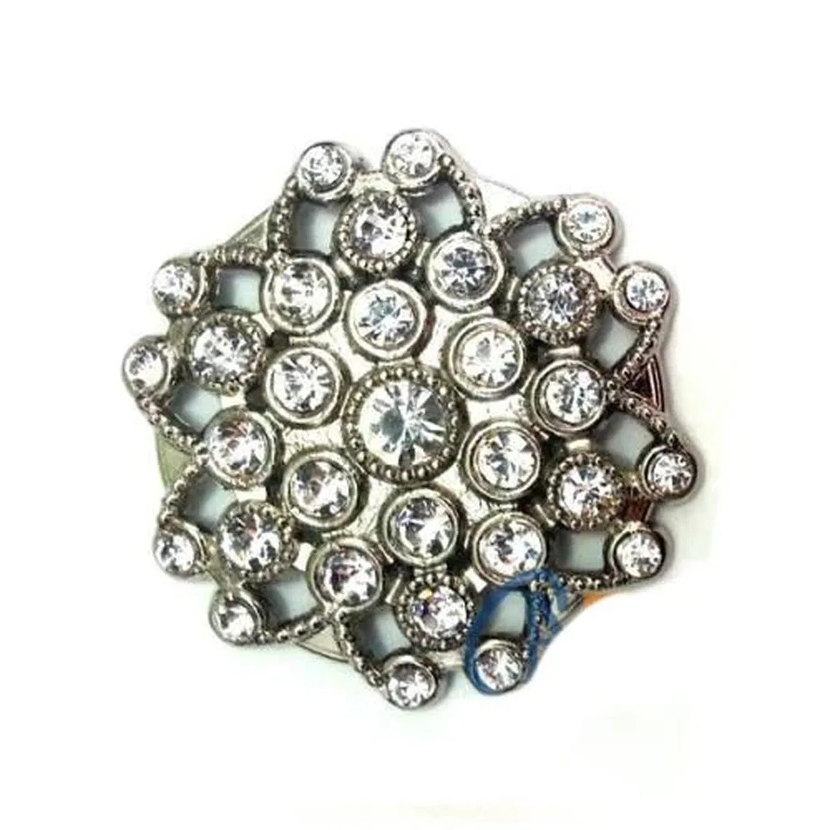 Taşlı Yuvarlak Broş, Sandık Süsü 4, 5 Cm - Nikel, 10 Adet