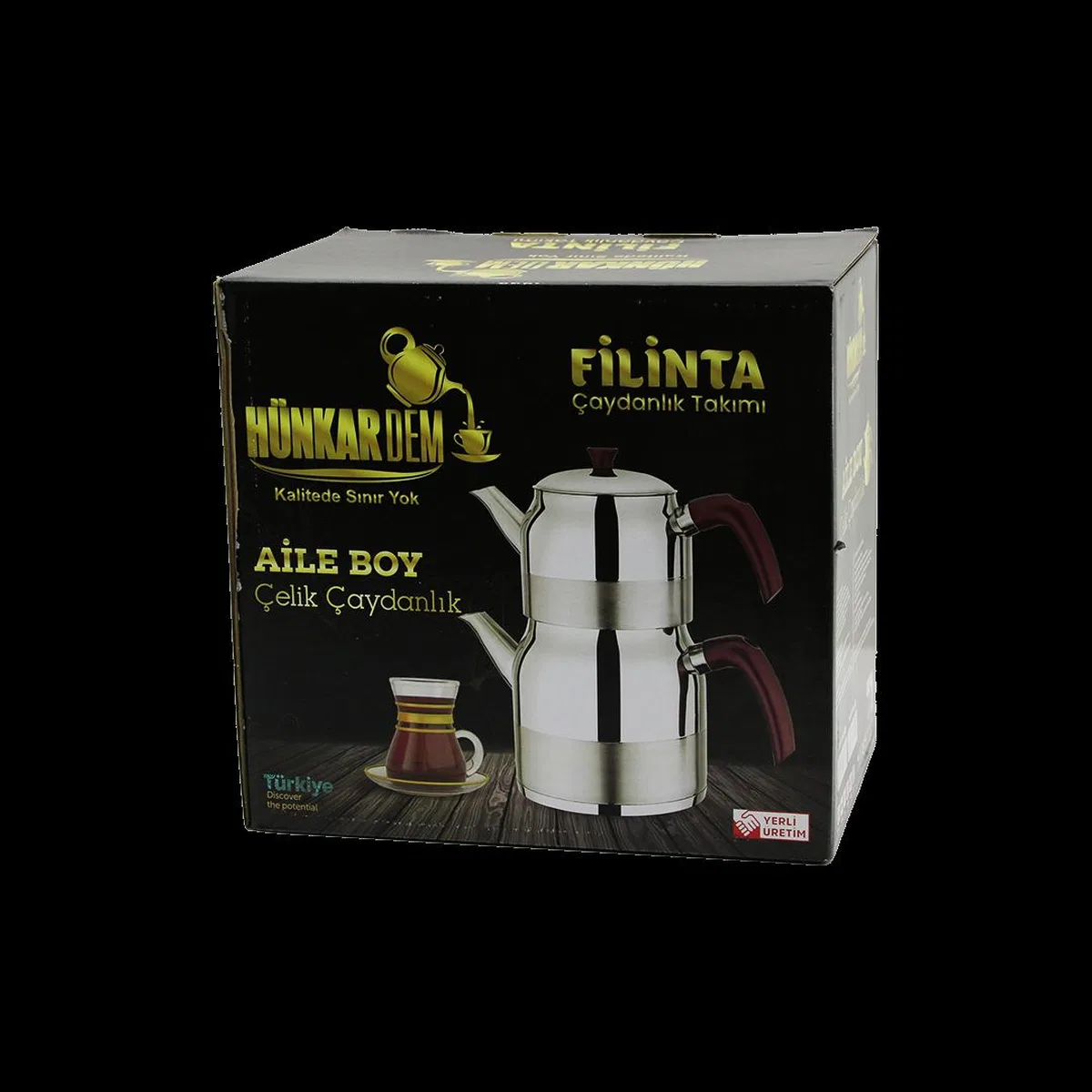 Çelik Çaydanlık Seti Aile Boy 1. 5L + 3L Kendinden Süzgeçli görsel 2