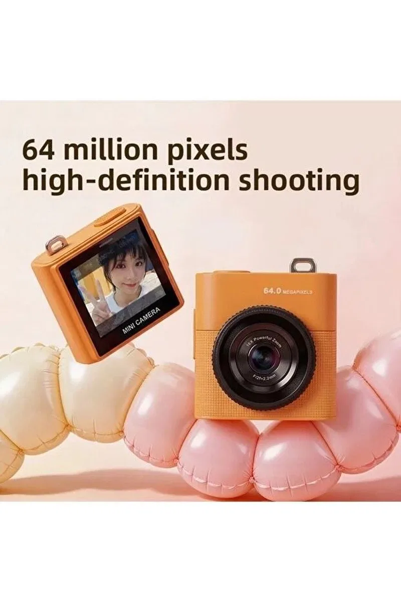 Mini Dijital Kamera 64mp 16x Digital Zoom Retro Vintage 1. 4’’ekranlı Video Kamera Taşınabilir Tasarım Beyaz görsel 3