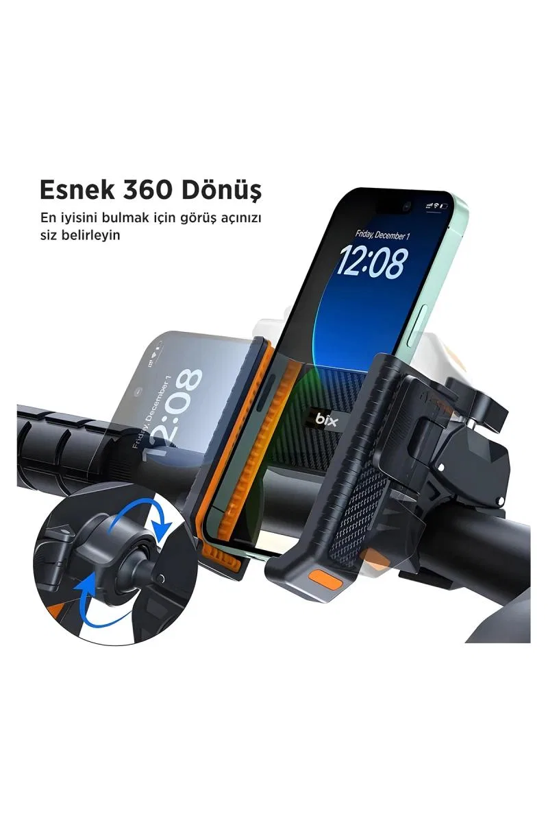 Gidon Bağlantılı Bisiklet Motosiklet İçin Esnek Abs 4-7. 8″ İnç Telefon Tutucu 360° Dönebilen Tasarım görsel 2