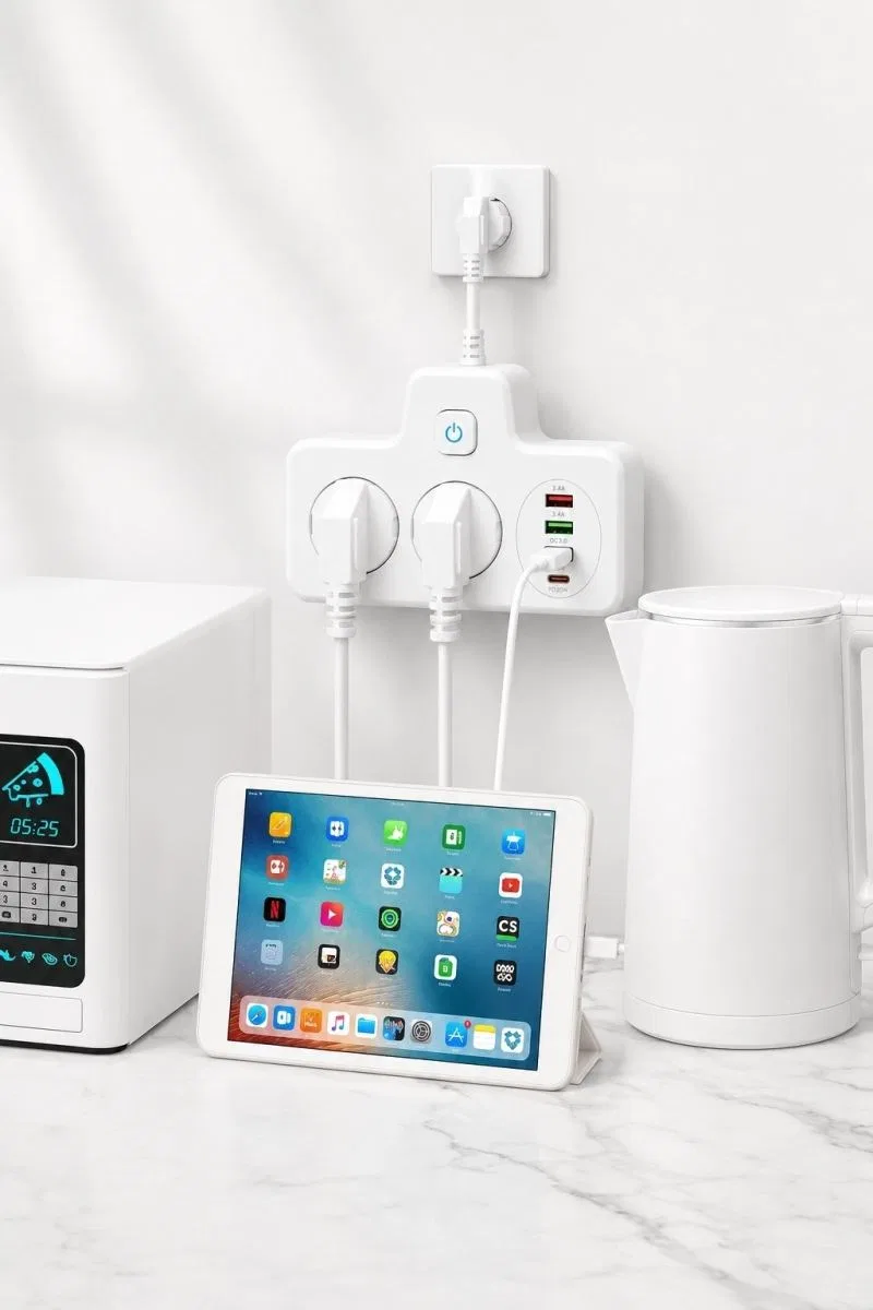 Bkl-502 Akım Korumalı 2li Priz 2 Usb Ve 2 Type-c Çıkış 4000w Hızlı Şarj Duvar Tipi Dokunmatik Led Aydınlatmalı görsel 4