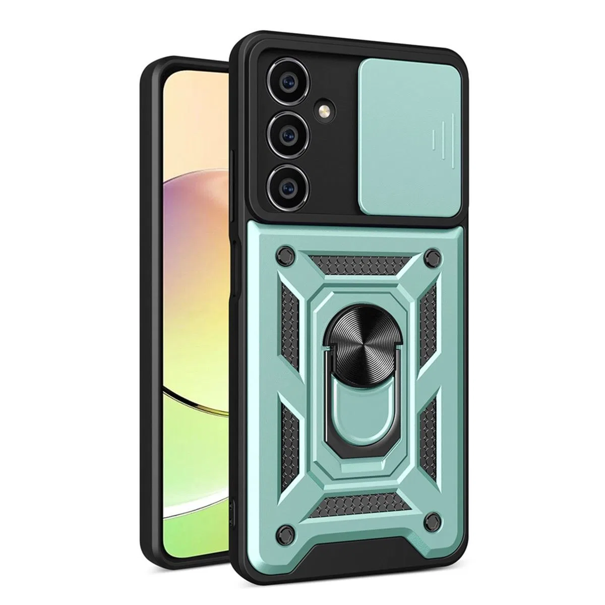 Samsung Galaxy A25 5g Kılıf Pars Lens Yüzüklü Silikon - Yeşil