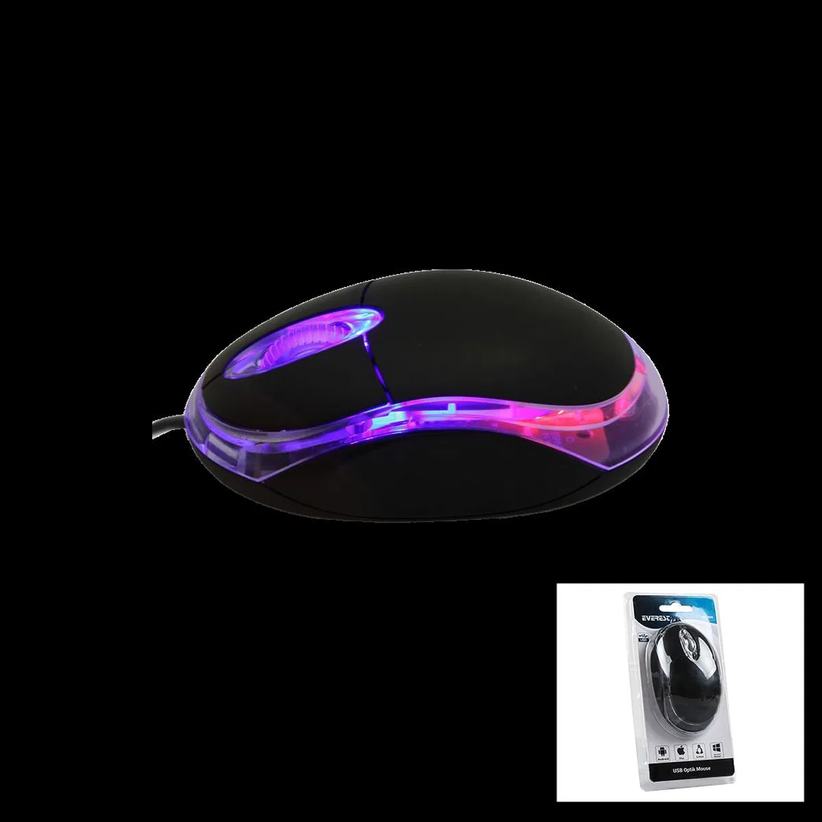 Kablolu Optik Mouse 1200 DPI Siyah (USB, 110 cm) görsel 2