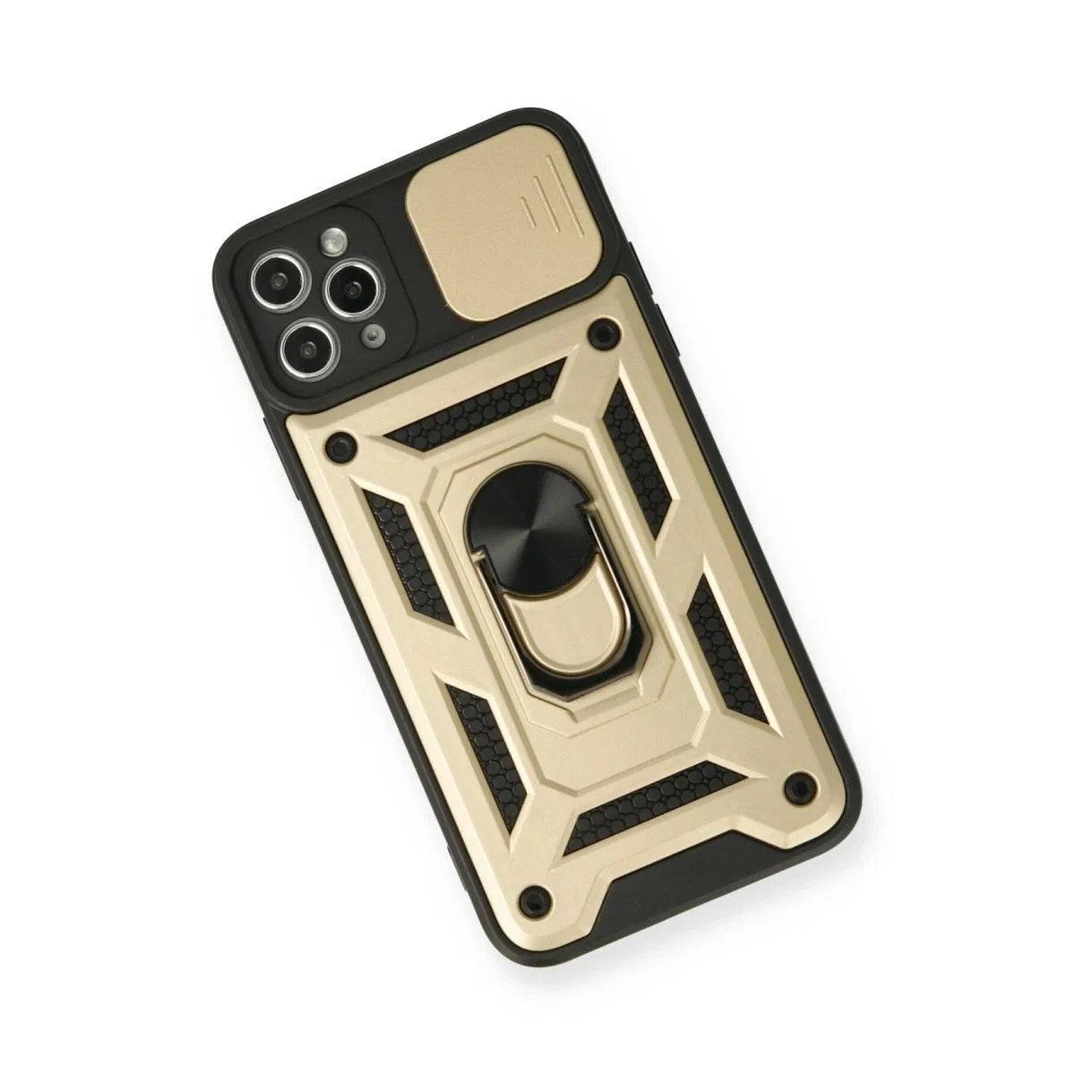 Apple İphone 11 Pro Kılıf Pars Lens Yüzüklü Silikon - Gold görsel 3
