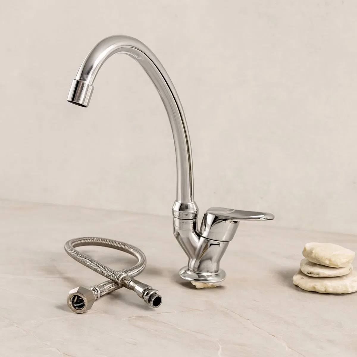 Tek Kollu Mermerüstü Lavabo Bataryası (Aç-Kapa)