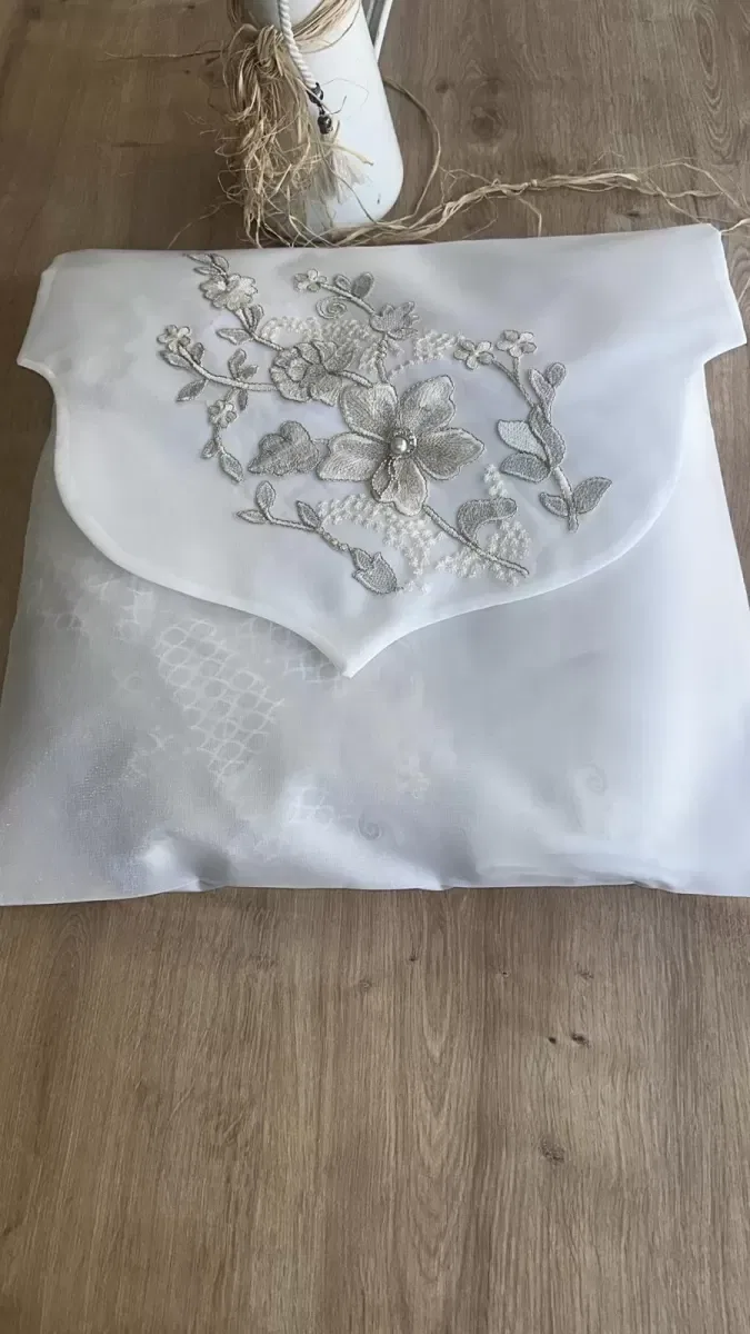 Fransız Güpürlü Zarf Bohça 50x50 cm Nişan Bohçası Söz Bohçası 3 Boyutlu Tekli Bohça görsel 5