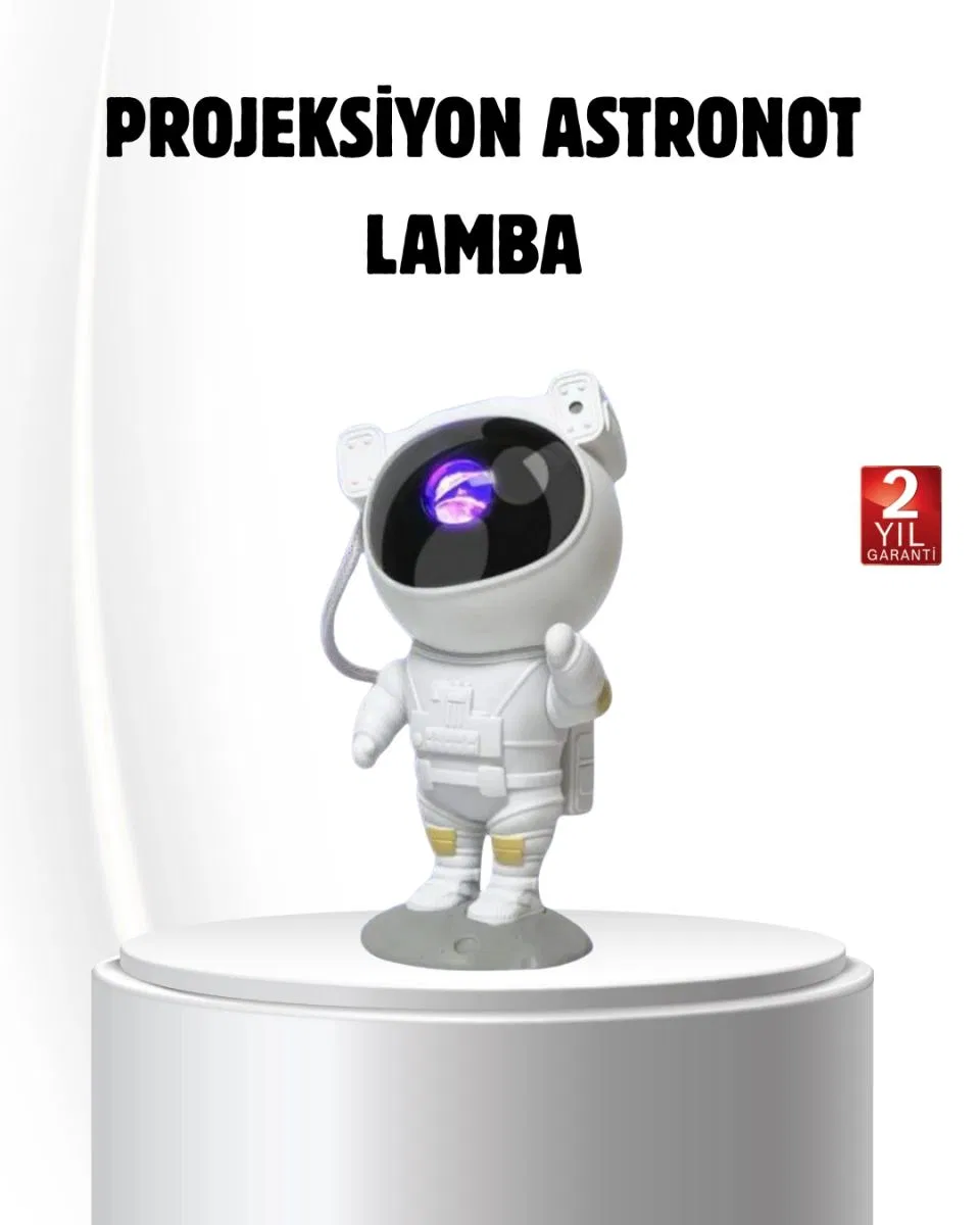 Bluetooth Müzikli Astronot Projeksiyon Lambası Yıldız Ve Ay Efektli