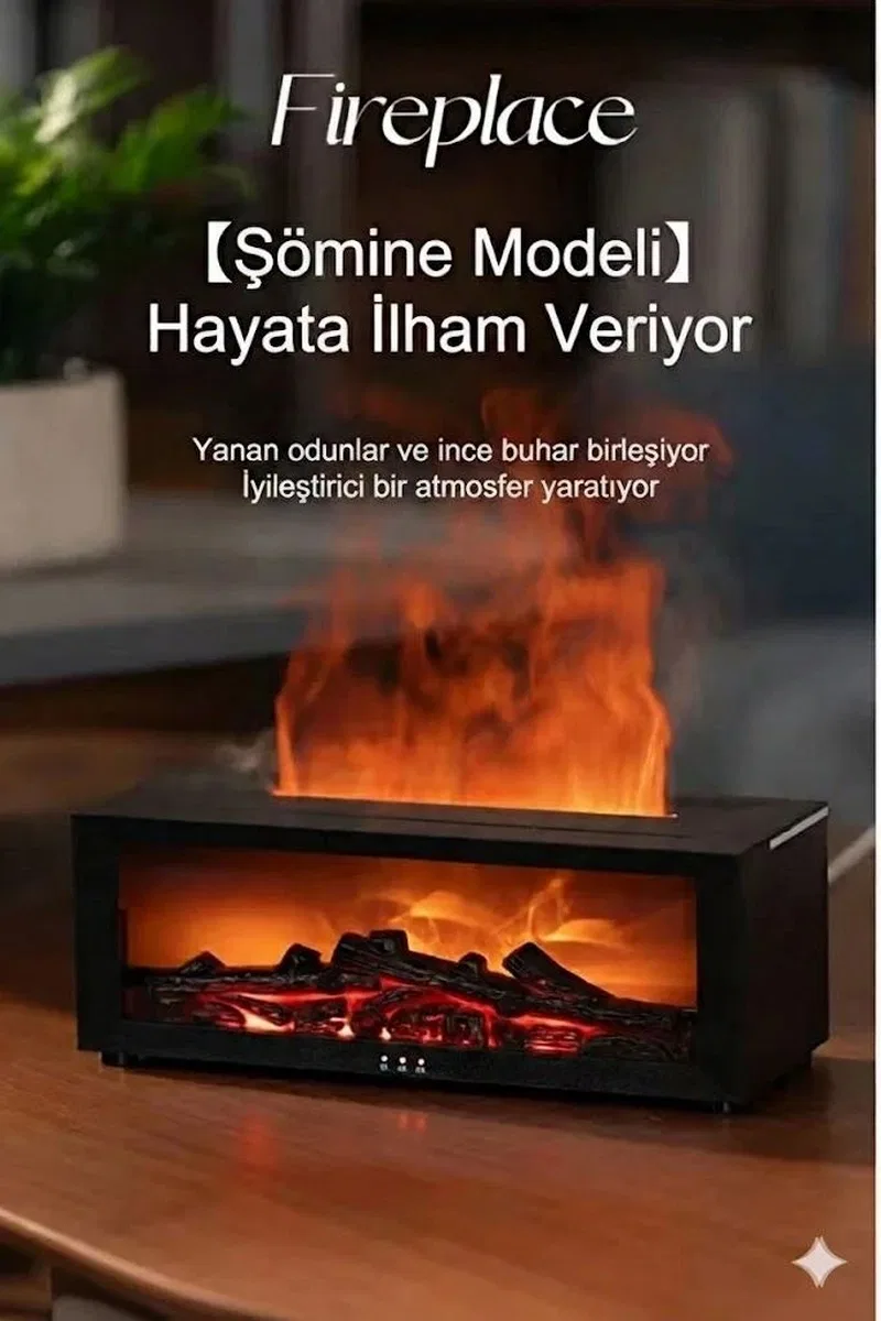 A4 Şömine Esintili Aromaterapi Difüzörü Ultrasonik Hava Nemlendici görsel 4
