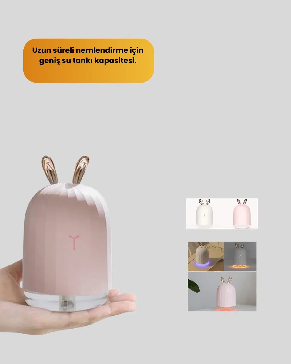USB Bağlantılı Sessiz Çalışan LED Işıklı Nemlendirici Difüzör 200 ml görsel 2
