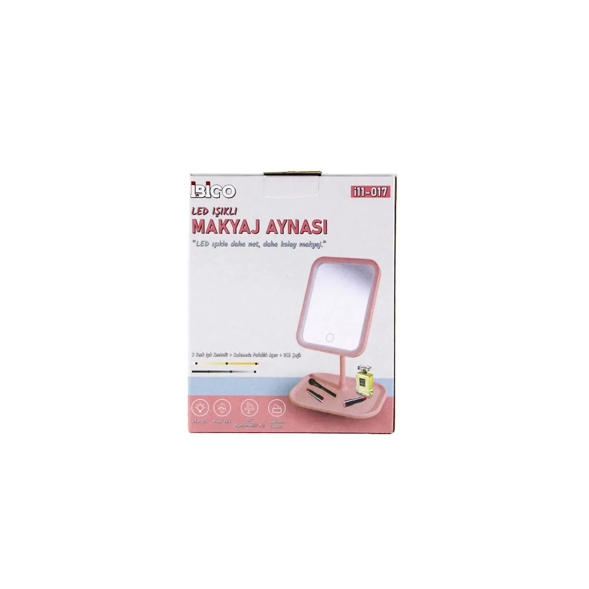 7" LED USB Şarjlı Dikdörtgen Makyaj Aynası, 90° Ayarlı görsel 6