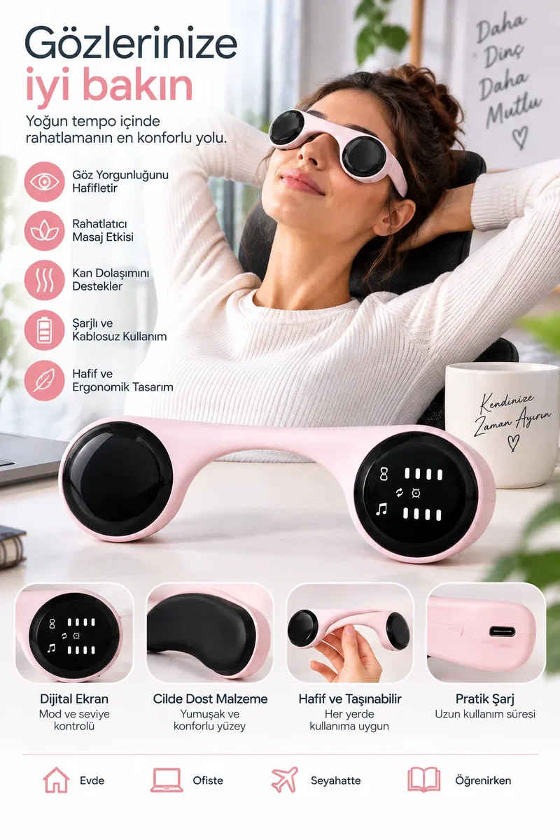 Günlük Kullanıma Uygun Hafif ve Ergonomik Göz Masaj Gözlüğü