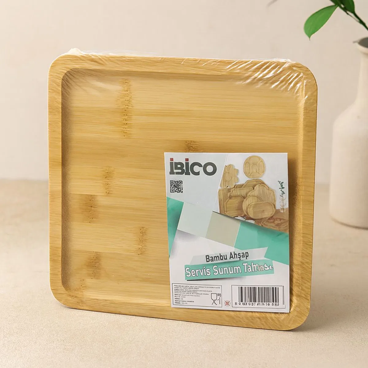 Kare Bambu Ahşap Mini Servis Tepsisi 20x20x1. 4 cm