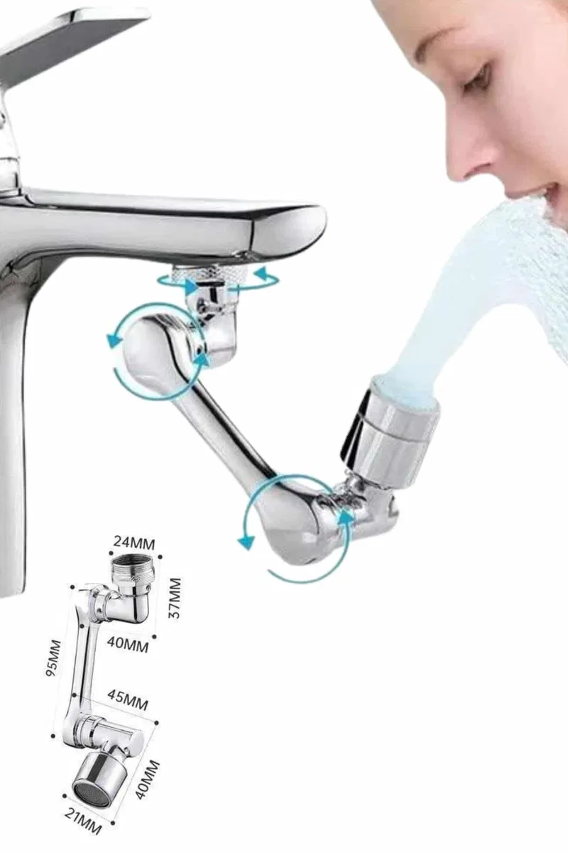 1080° Çok Yönlü Musluk Aparatı Püskürtme ve Köpük Akışlı görsel 5