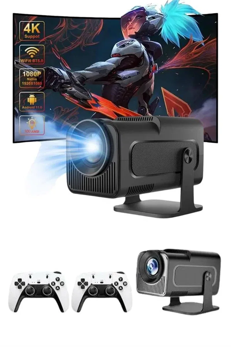 4K Android Smart Wi-fi Çift Kollu Projeksiyon Game Box Kumandalı Taşınabilir Yeni Nesil görsel 4