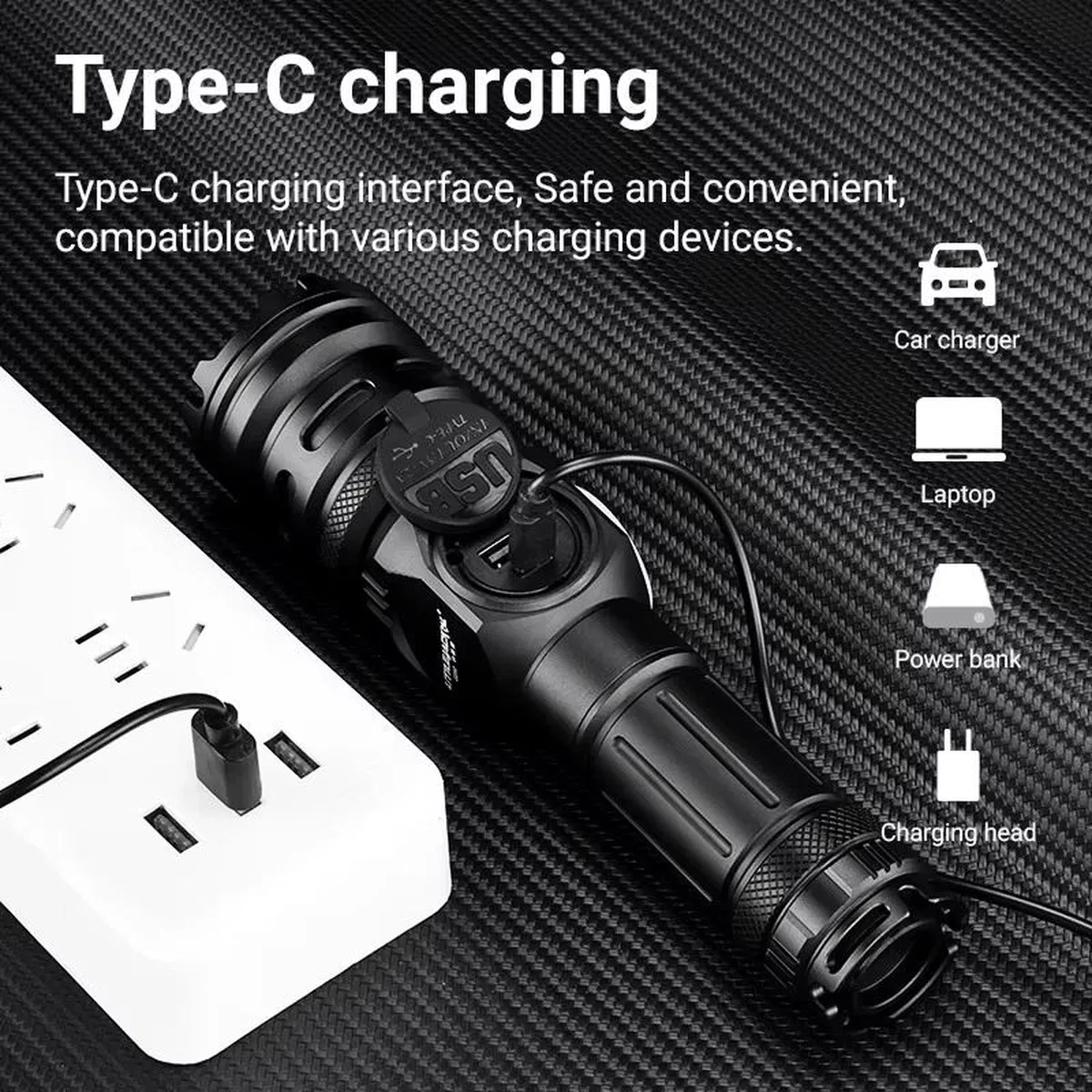 Wison Ws-6868 25watt 2500 Lümen Usb Type-c Şarjlı El Feneri görsel 3