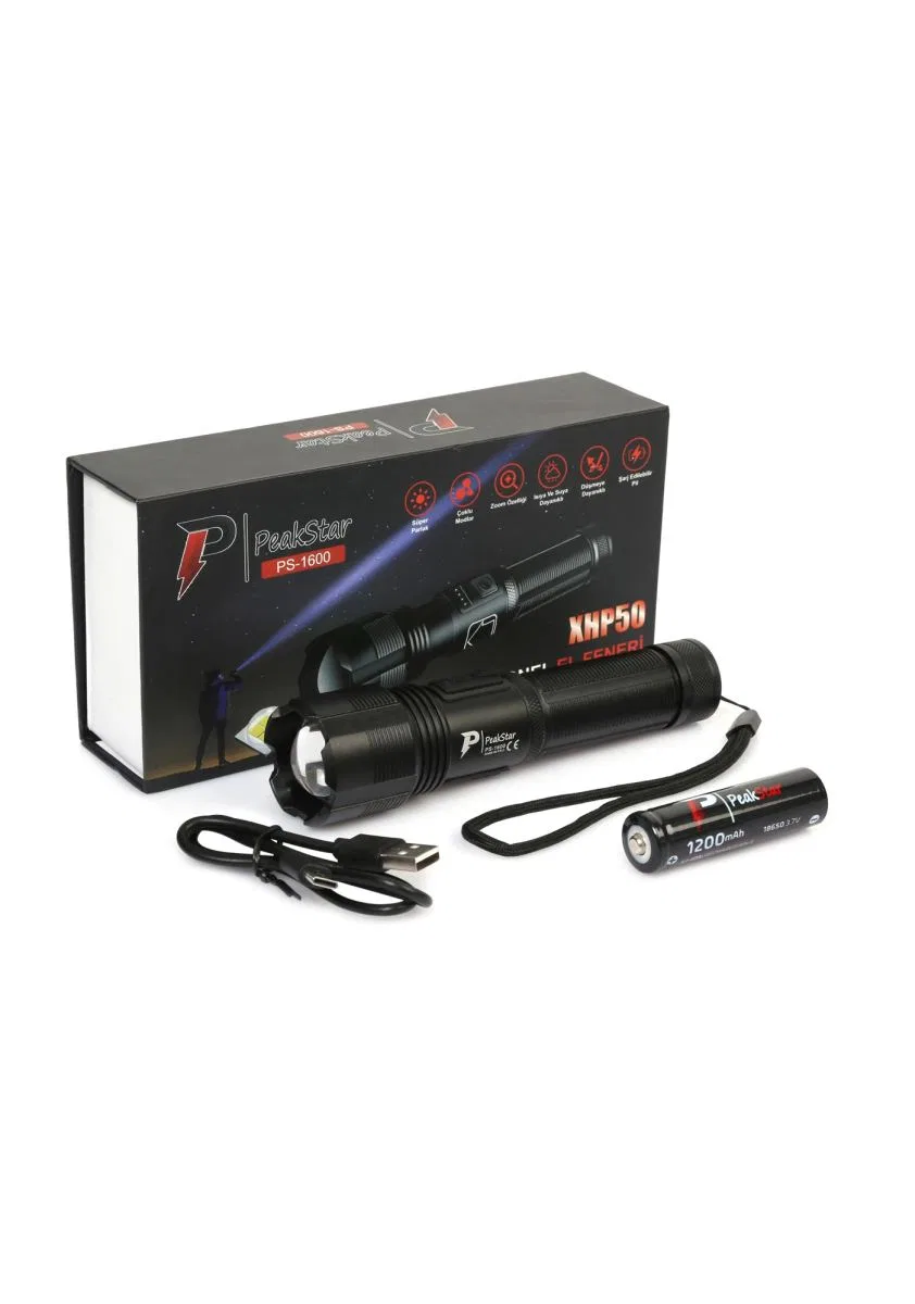 Ps-1600 Süper Parlak Led Zoomlu 5 Mod Su Geçirmez Profesyonel Kamp Bekçi Avcı Feneri