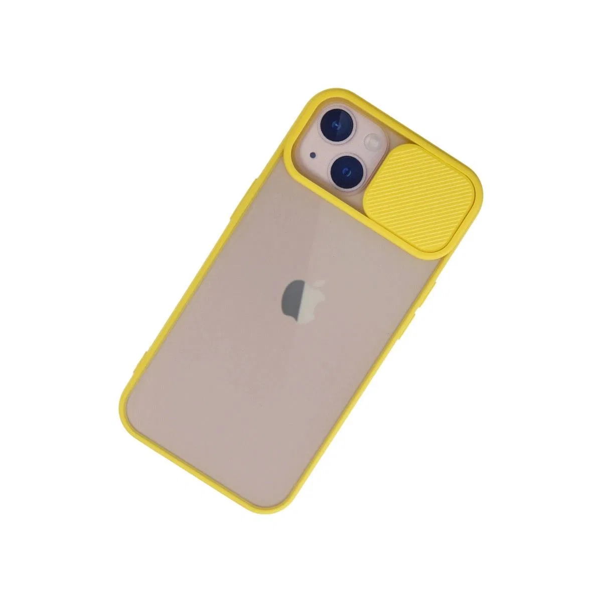 Apple İphone 13 Kılıf Palm Buzlu Kamera Sürgülü Silikon - Sarı görsel 3