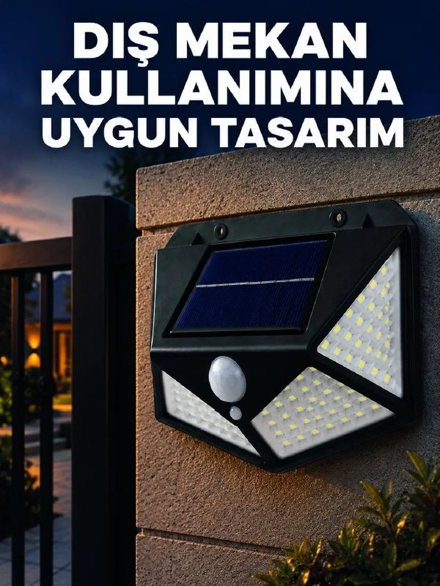 Güneş Enerjisi İle Şarj Olan Hareket Sensörlü 3 Modlu Led Dış Mekan Duvar Aydınlatması