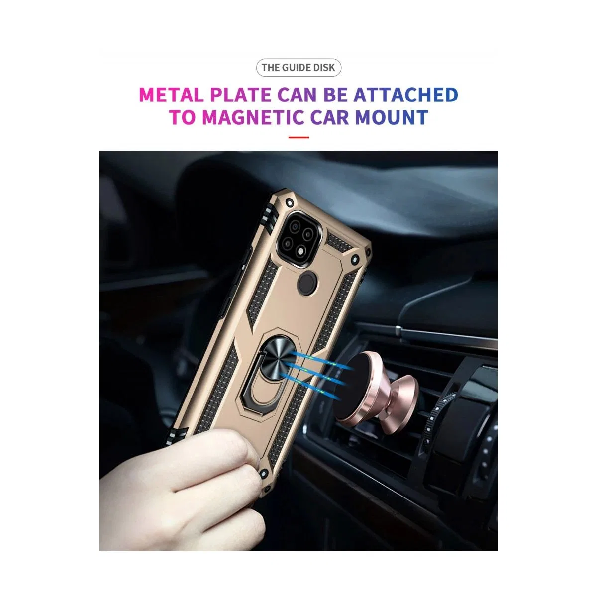 Realme C21 Kılıf Sofya Yüzüklü Silikon Kapak - Gold görsel 7