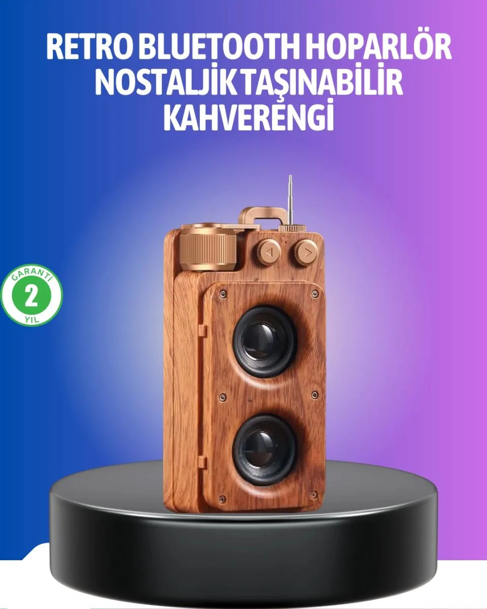 Vintage Tasarımlı Bluetooth Hoparlör Uzun Pil Ömürlü Ve Fm Destekli