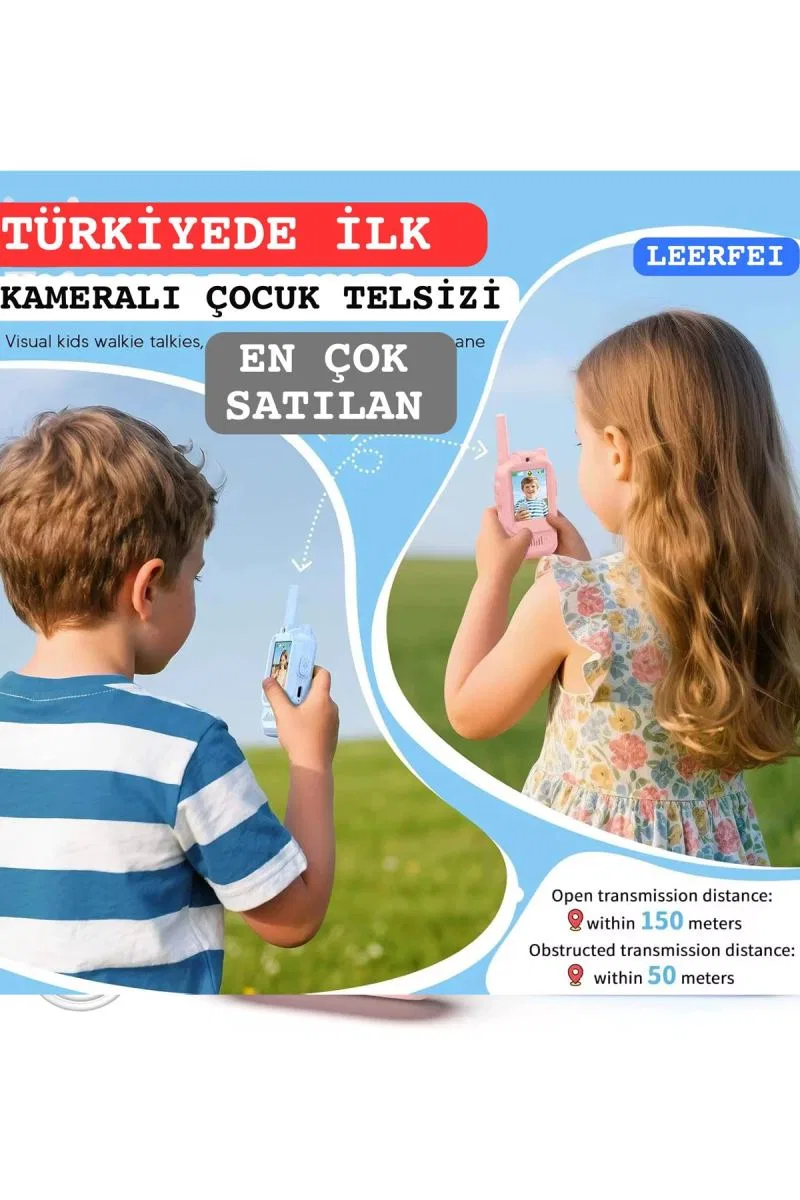 Çocuklar Için Görüntülü Telsiz Konuşma Özellıklı El Telsizi Şarj Edılebılır 50 Mt Menzil Wifi Gerektirmez görsel 5