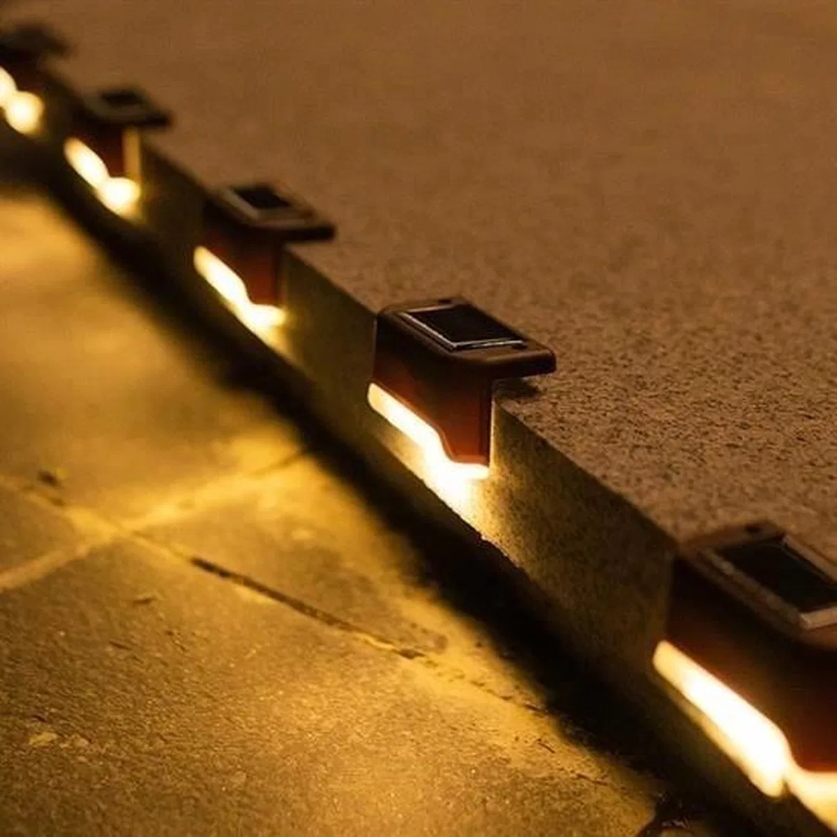 Solar Güneş Enerjili Şarj Edilen Köşebent Merdiven Veranda Bahçe Yolu Led Lamba Işık 4 Adet görsel 6