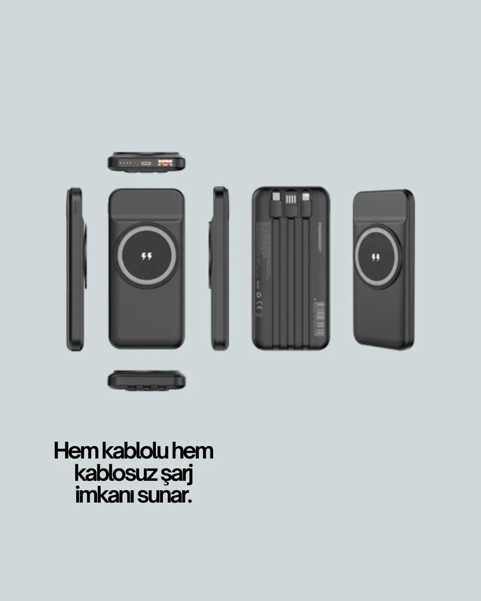 Kompakt Tasarım, Güçlü Performans – 10000mAh Kablosuz Powerbank görsel 2
