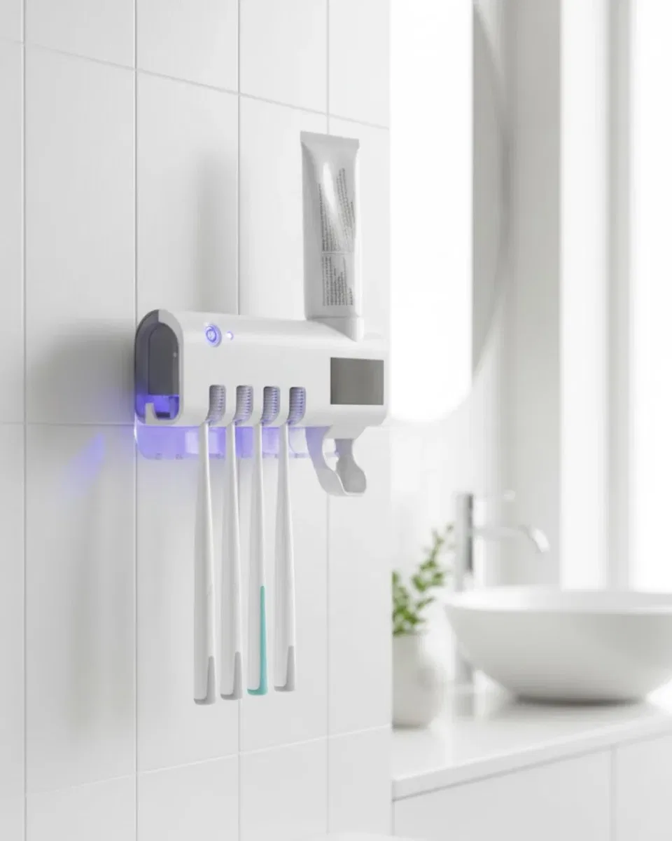 UV Sterilizasyonlu Duvara Monte Otomatik Diş Fırçası Tutucu