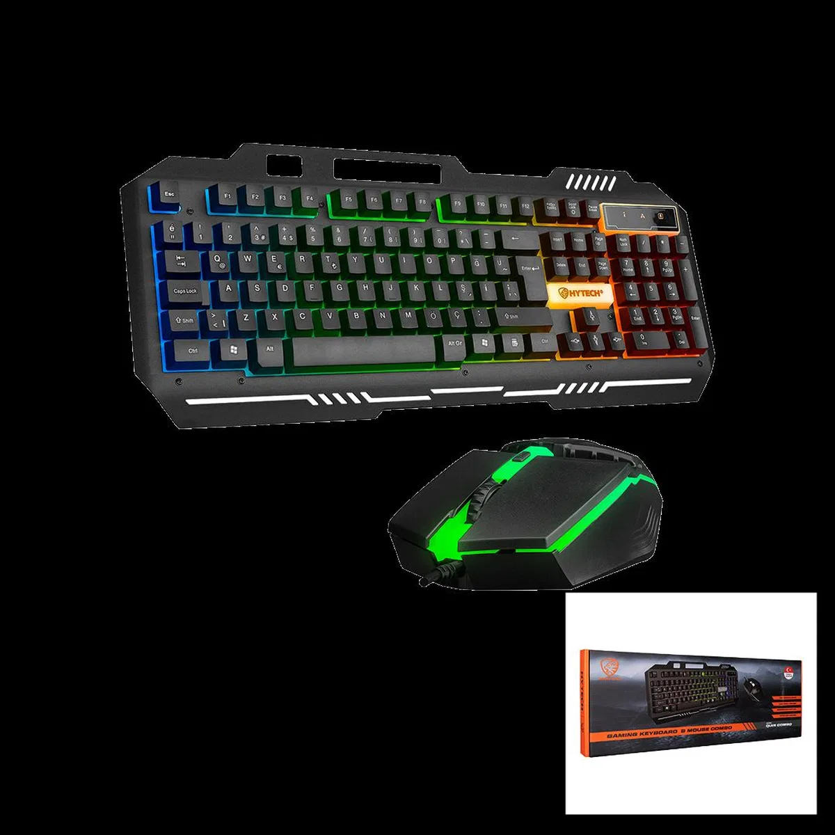 USB Kablolu RGB (Gökkuşağı) Işıklı Klavye ve Mouse Seti - 150 cm görsel 2