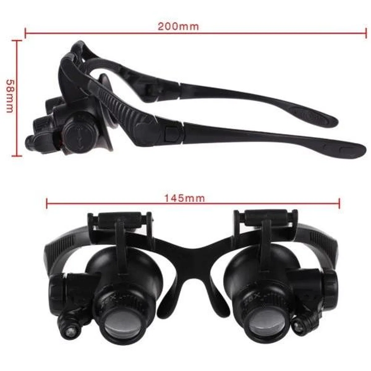 Gözlük Modeli 10x 15x 20x 25x Lens, 2led Işıklı, büyüteç görsel 2
