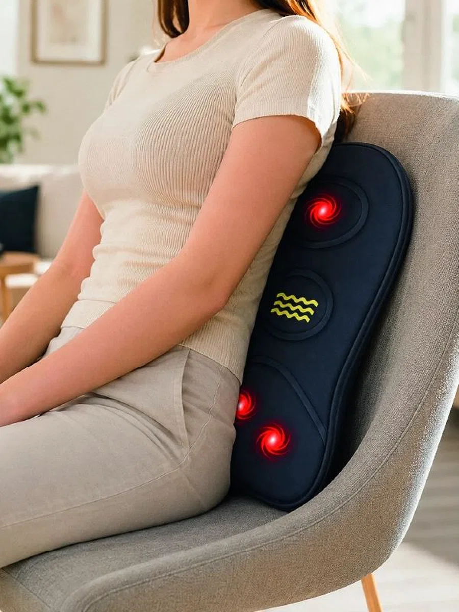 Ergonomik Isıtmalı Bel Masaj Minderi Sırt Destek Minderi görsel 3