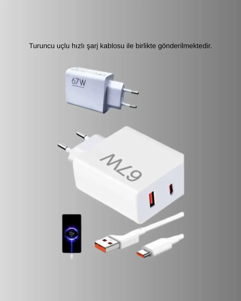 67W Turbo Type-C Hızlı Şarj Adaptörü – Akıllı Koruma Çipli, Hızlı Şarj Destekli görsel 4