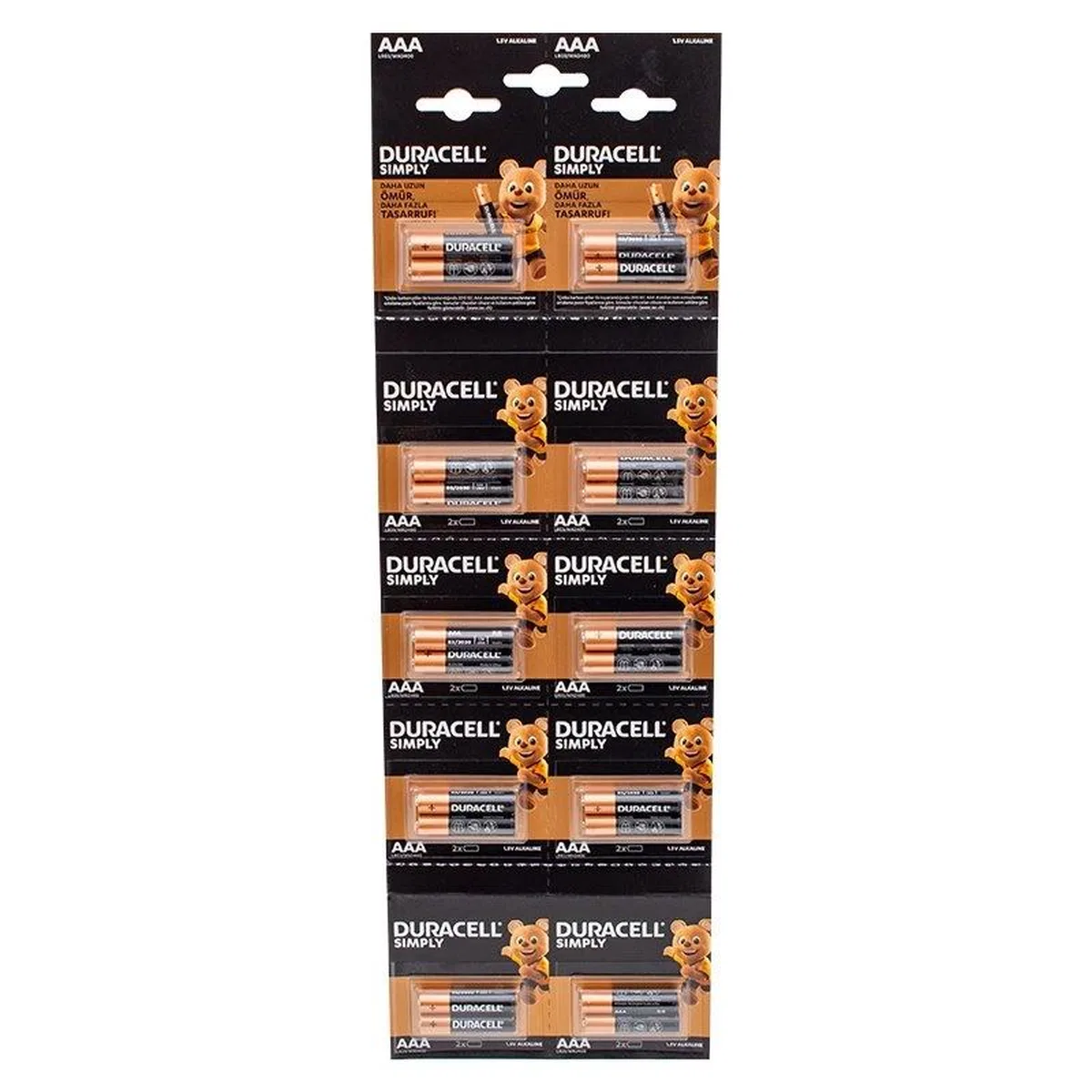 1. 5v İnce Aaa 20'li Alkalin Pil Lr03/mn20