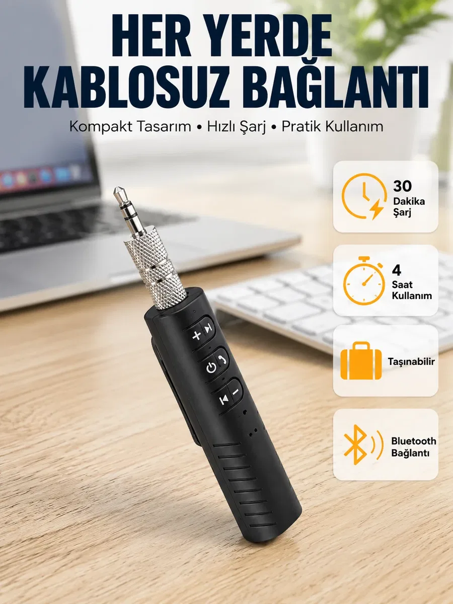 Taşınabilir Bluetooth 4. 1 Ses Adaptörü – 10 Metre Çekim Mesafesi