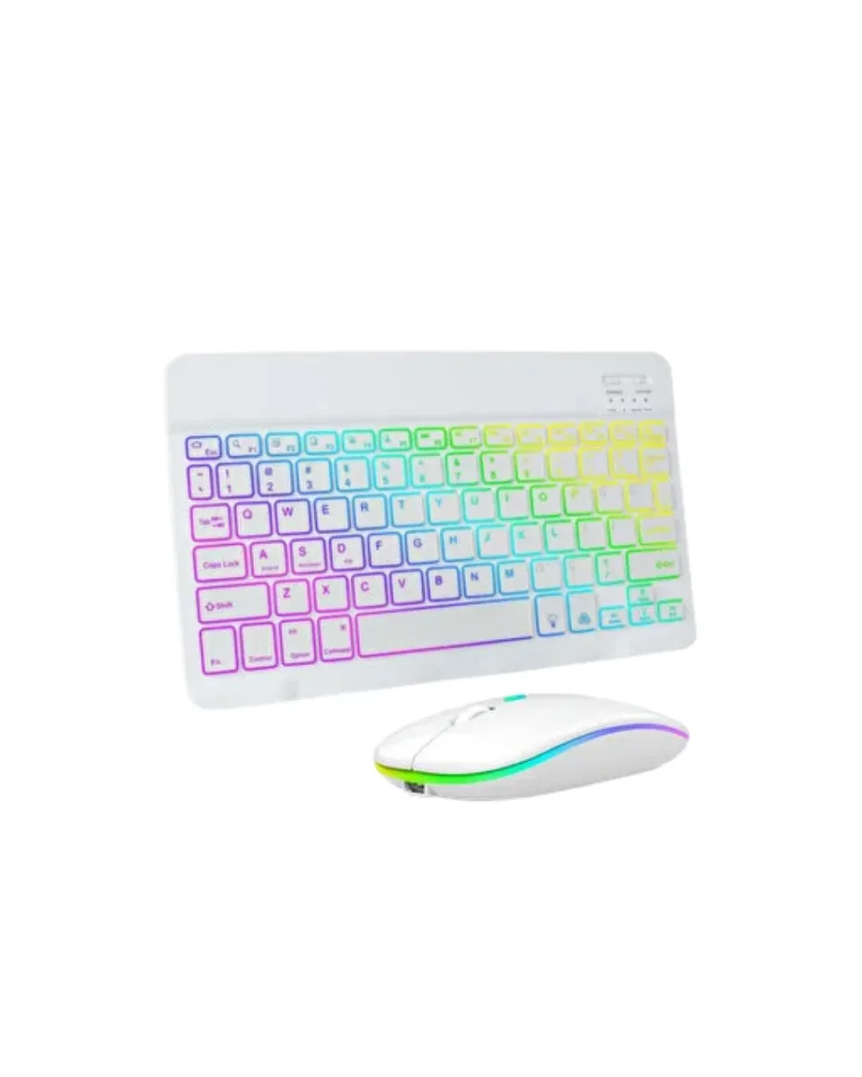 Türkçe Q Aydınlatmalı Klavye Mouse Seti Kablosuz Bluetooth Destekli görsel 2
