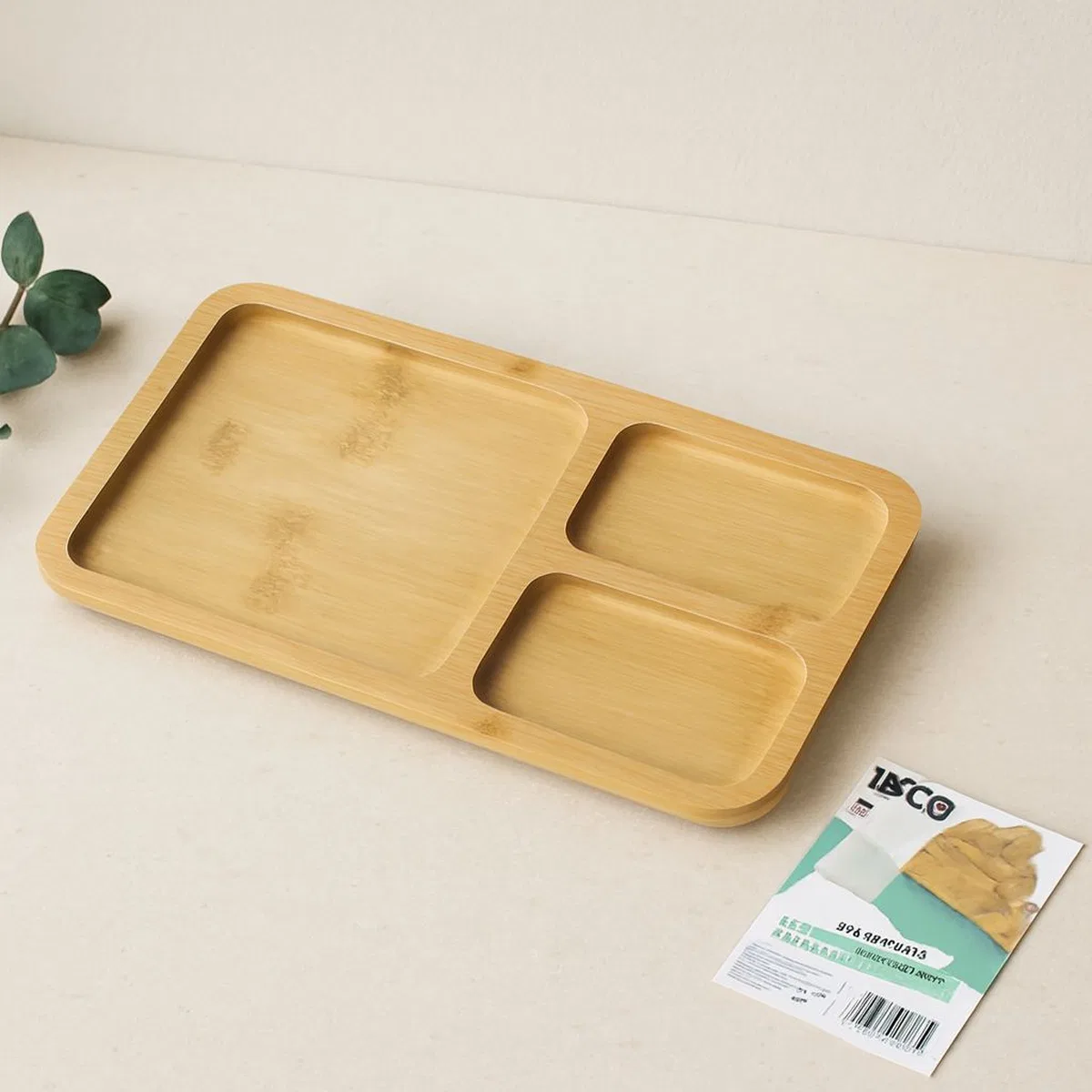 3 Bölmeli Dikdörtgen Bambu Servis Tepsisi 24. 8x13. 8x1. 4 cm