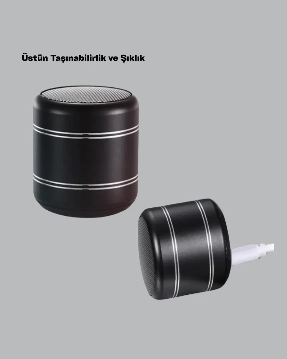 Kompakt Silindir Metal Bluetooth Hoparlör 400 mAh Uzun Pil TWS Destekli görsel 4