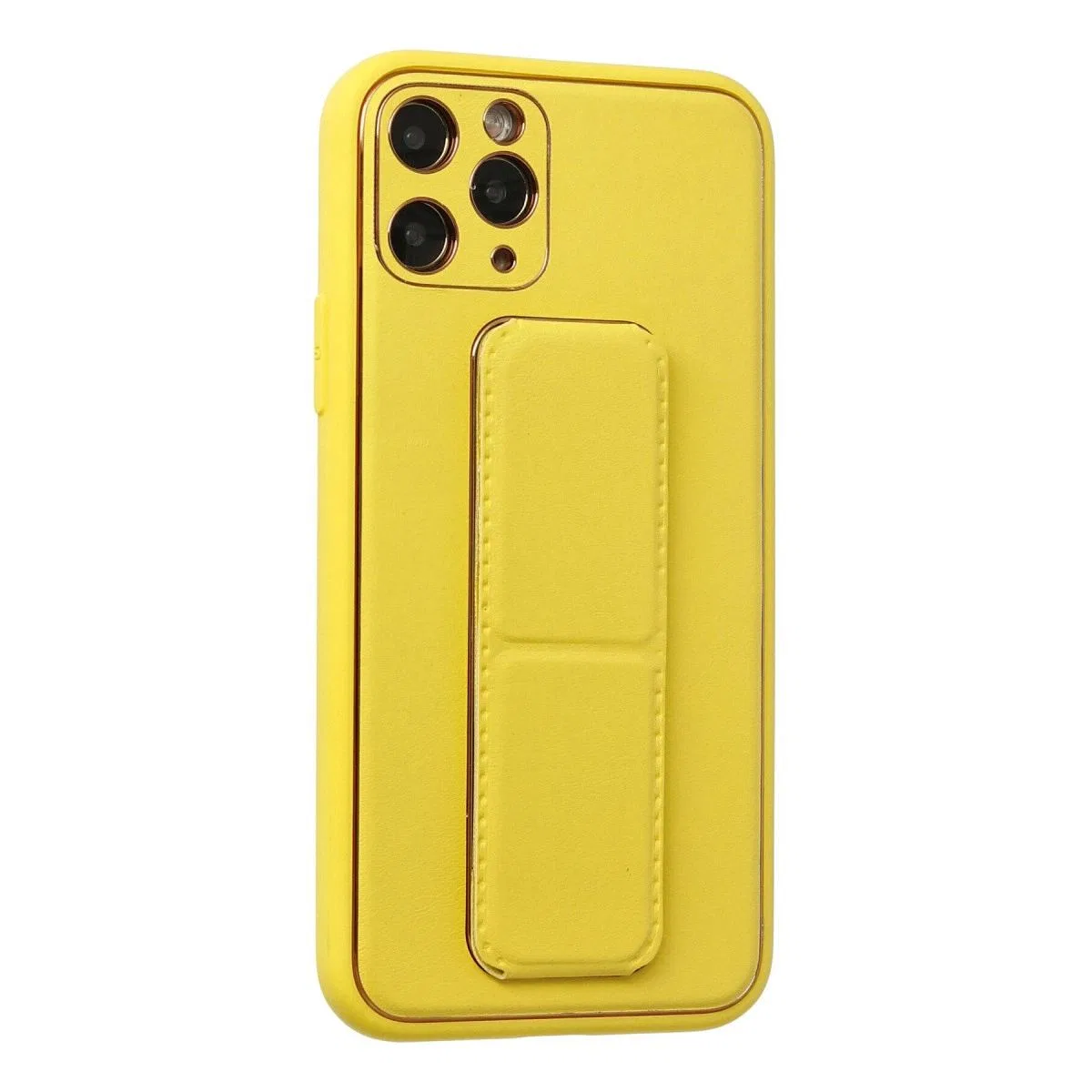 Apple İphone 11 Pro Kılıf Coco Deri Standlı Kapak - Sarı görsel 2