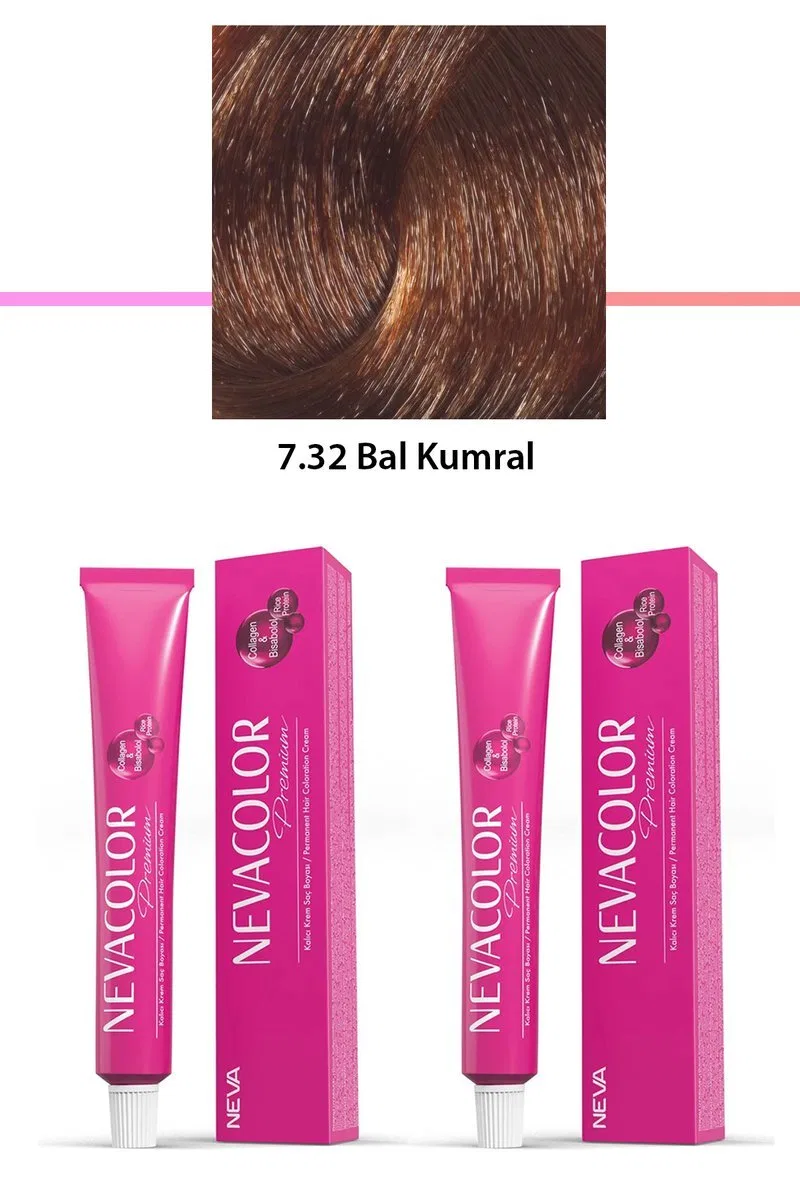 2 li Set Premium 7. 32 Bal Kumral - Kalıcı Krem Saç Boyası 2 X 50 g Tüp