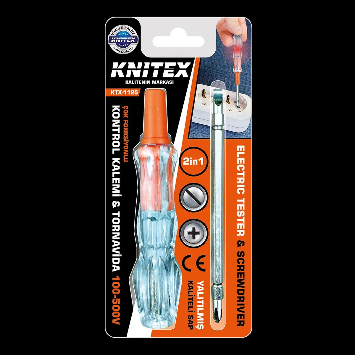 Kontrol Kalemi & Tornavida 2in1 (Düz & Yıldız, 100-500V) görsel 2