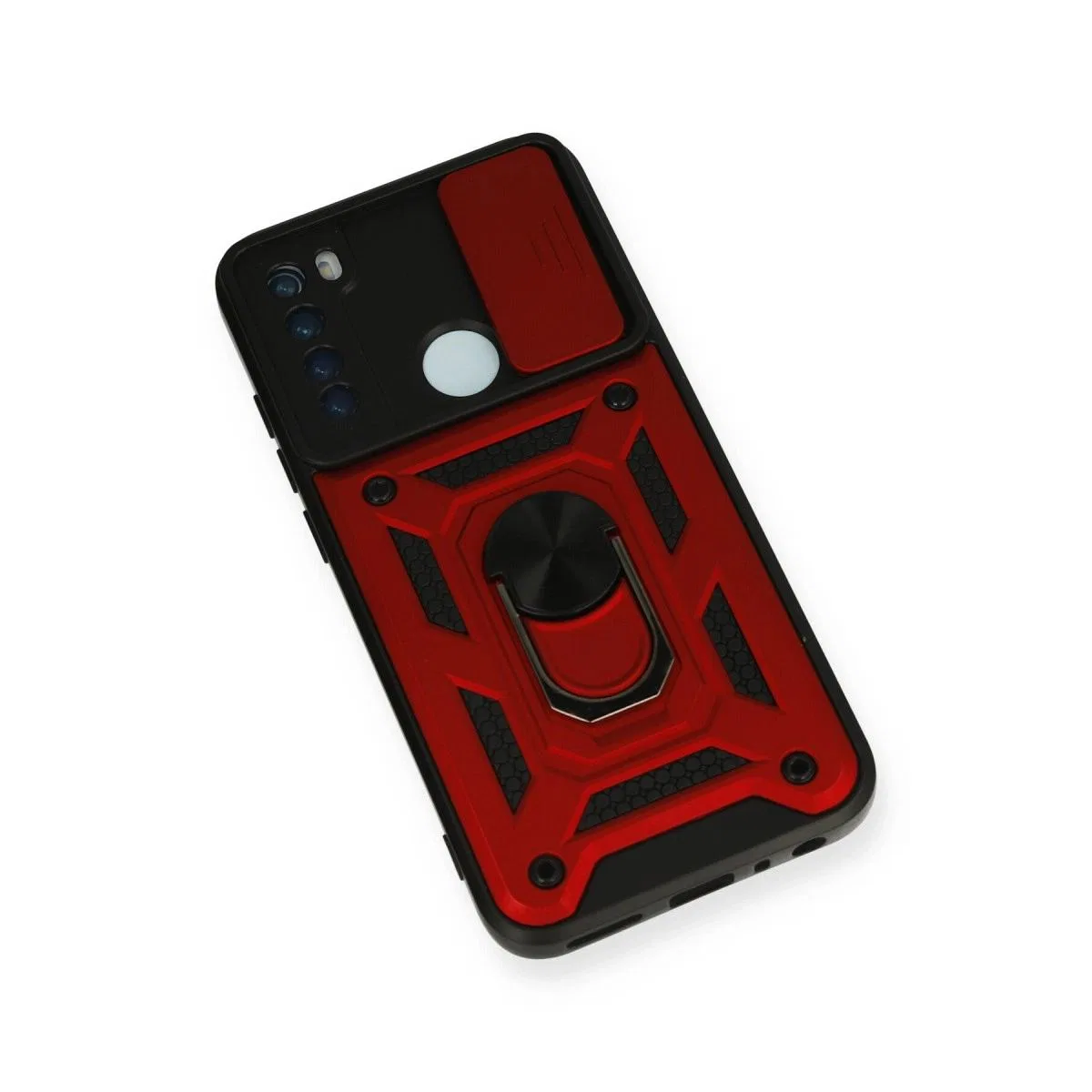 Xiaomi Redmi Note 8 Kılıf Pars Lens Yüzüklü Silikon - Kırmızı görsel 3